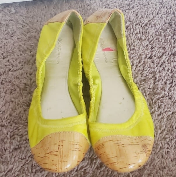 BCBGeneration Womens Elley Cork Ballet Flat Shoes Yellow Cap Toe Slip Ons 9.5B🌴 - Picture 5 of 10